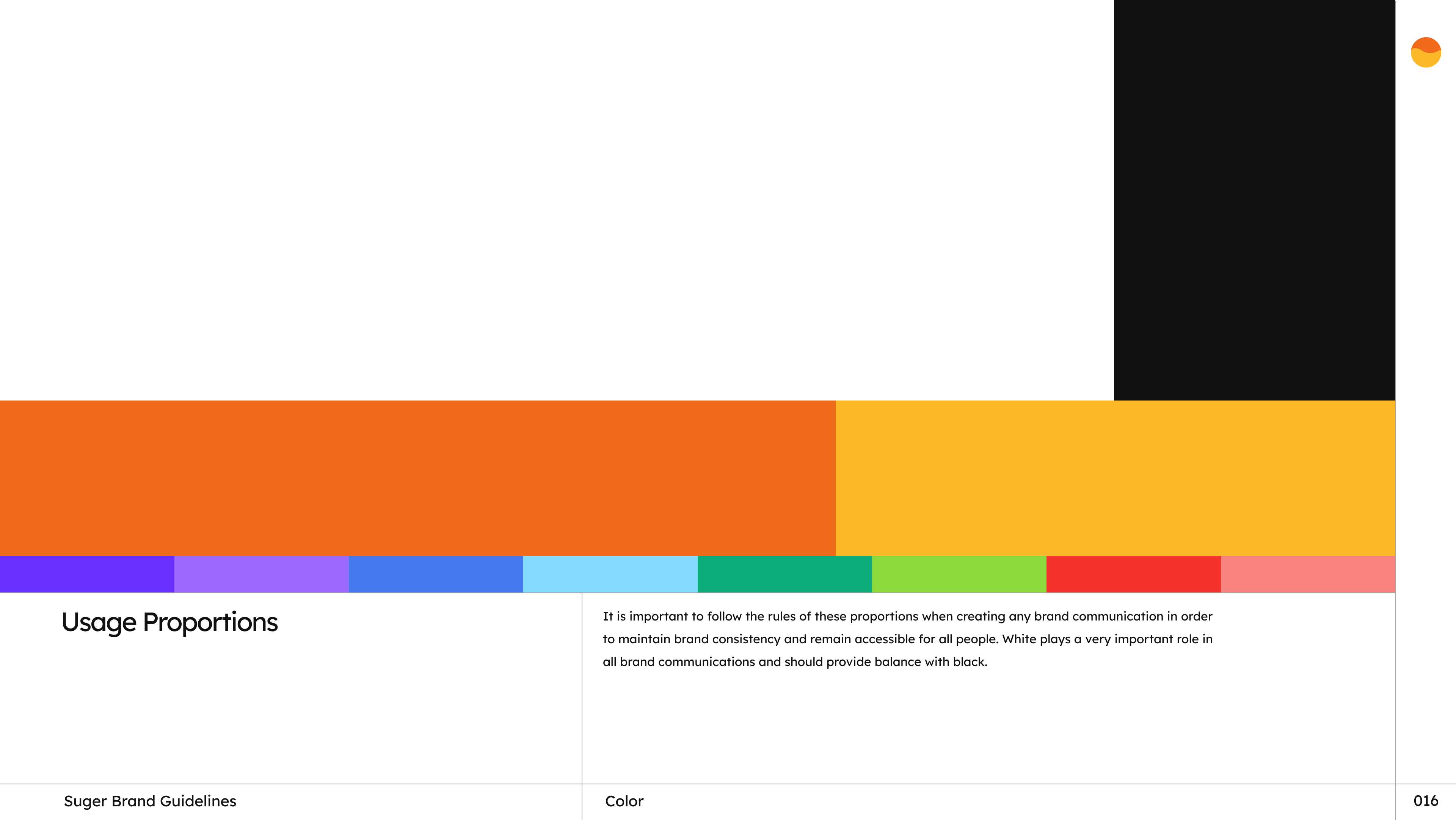 Suger color usage proportions guideline