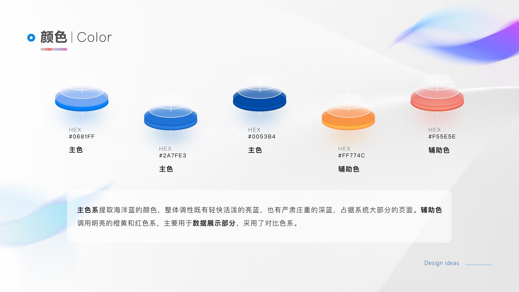 Color system — primary and auxiliary palette